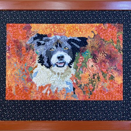 Black And White Dog In Orange Field Original Medium
