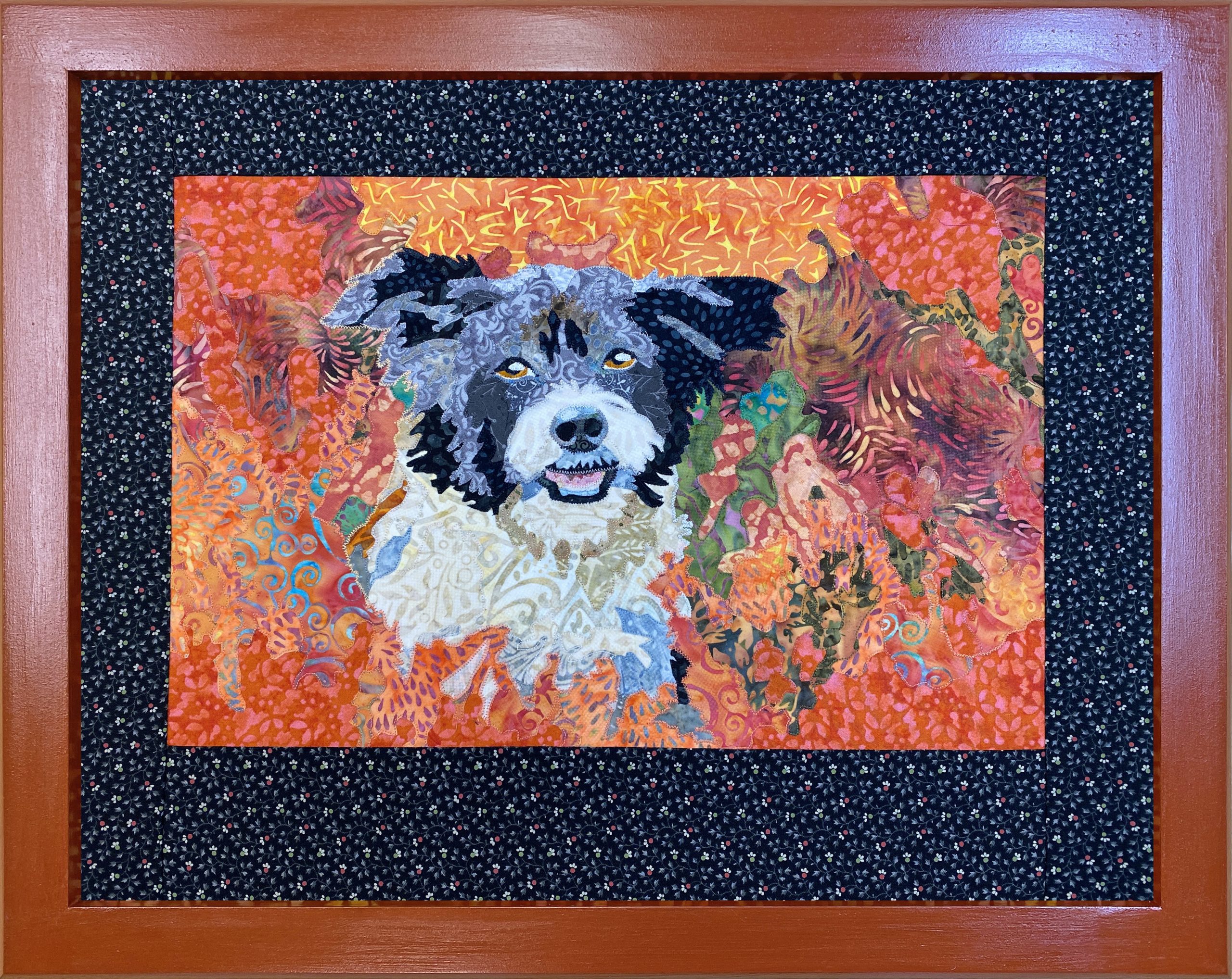 Black And White Dog In Orange Field Original Medium