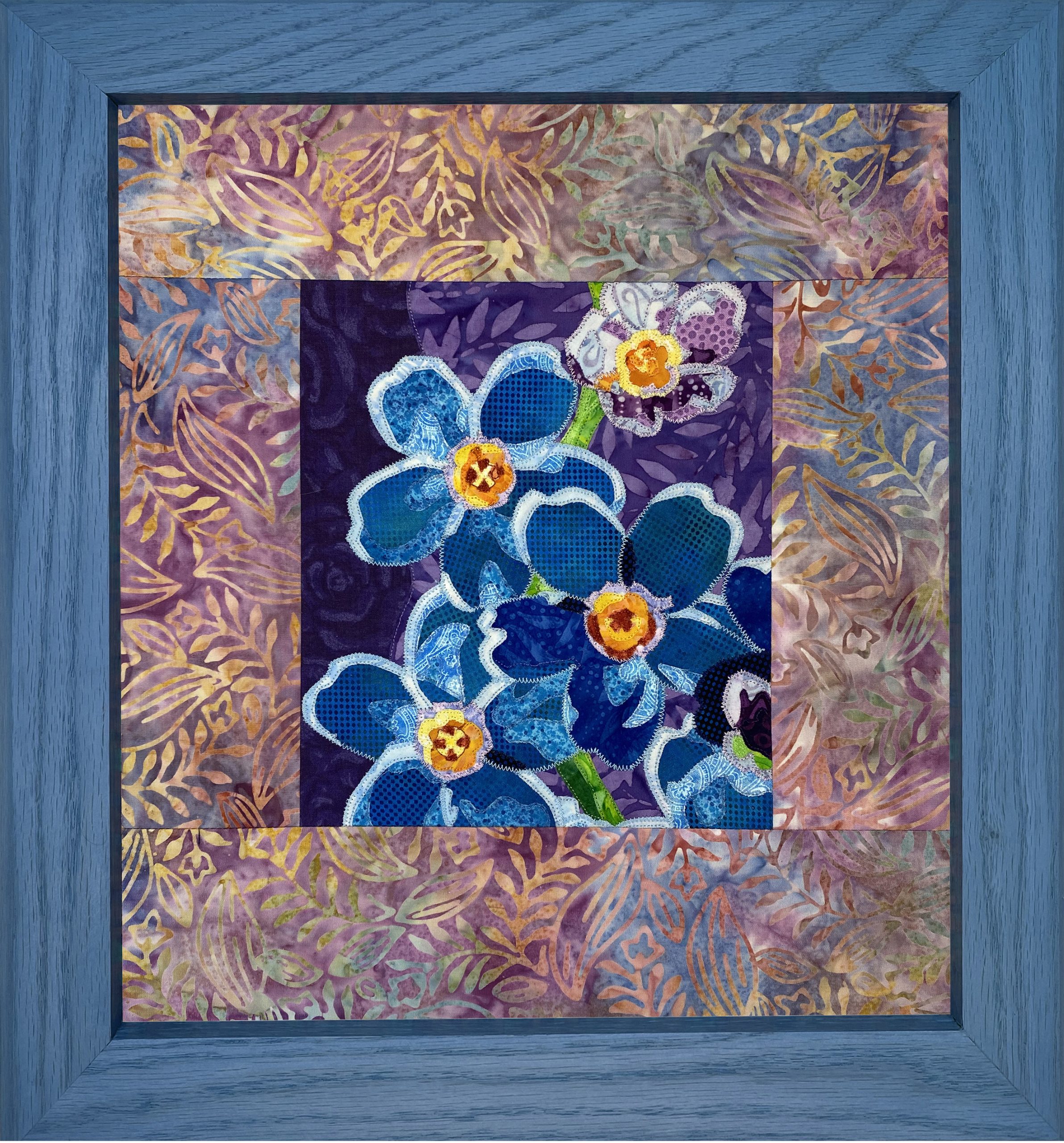 Blue Flowers Yellow Center Original Small