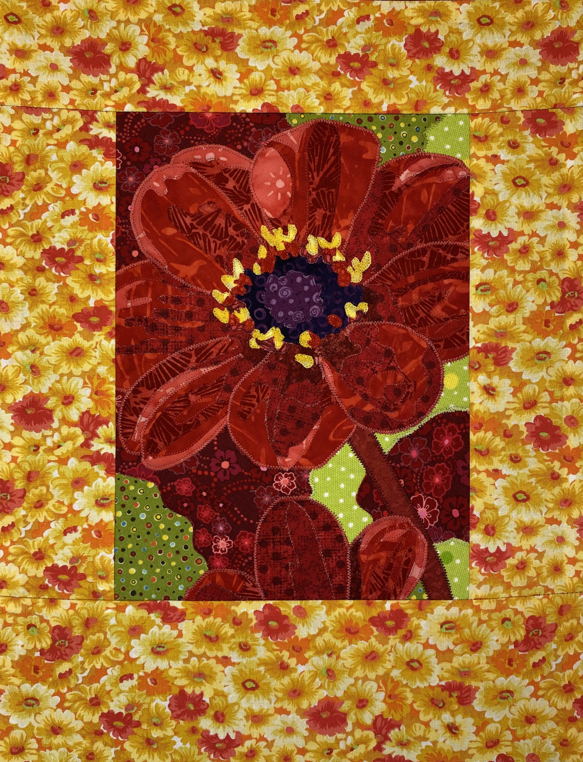 Red Flower Purple Center Original Small